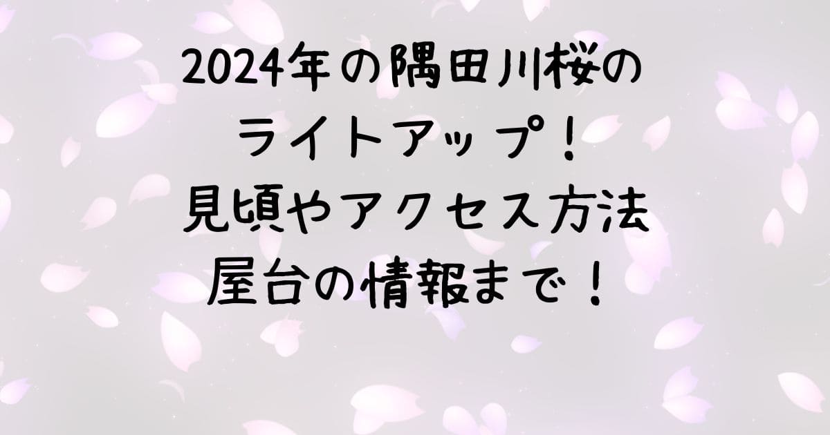 2024年の隅田川桜のライトアップ！見頃やアクセス方法、屋台の情報まで！